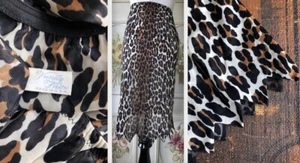 VTG USA VANITY FAIR HALF SLIP NYLON LEOPARD PRINT BLACK BROWN JAGGED HEM S EUC - Picture 1 of 9