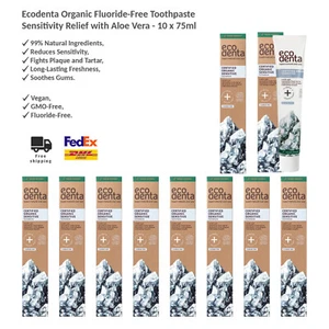 Ecodenta Organic Sensitivity Relief Toothpaste with Aloe Vera Fluoride-Free x10 - Picture 1 of 8