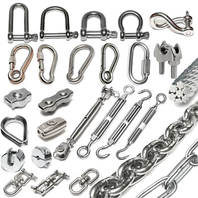 Edelstahl Spannschloss Seil Schäkel Karabiner Edelstahlkette Drahtseilklemme V4A - Bild 1 von 2