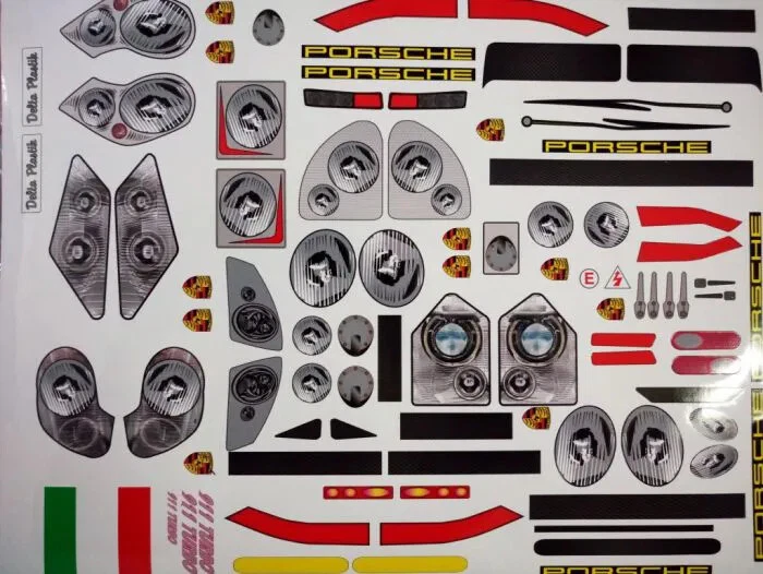 DEC004 - PORSCHE SCALE 1/8 Rc Body  Decals - adesivi    - Immagine 1 di 1