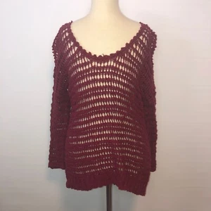 Lucky Brand Maroon Open Knit Sweater Top ((size Small)) - Picture 1 of 6