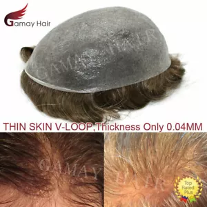 Invisible Ultra Thin Skin Mens Toupee Hair Replacement Poly Hairpiece PU Systems - Picture 1 of 91