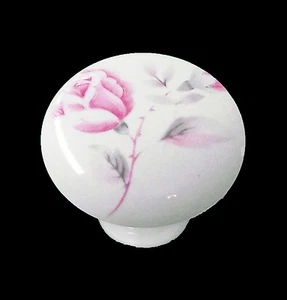 10 x Perillas Puerta Armario Armario Cerámica Porcelana Blanca Diseño Rosa June 35mm - Imagen 1 de 4