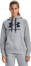 NWT Under Armour Ladies Size Large Rival Gray with Black Logo Fleece Hoodie