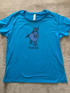 ¡SOLO UNA TALLA! NUEVA camiseta de caballo ajustada para mujer/adolescente. Turquesa. Talla 16 - Imagen 1 de 19