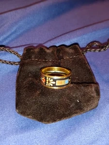 Hermés Multi pattern Enamel Metal Ring Size 7 - Picture 1 of 5