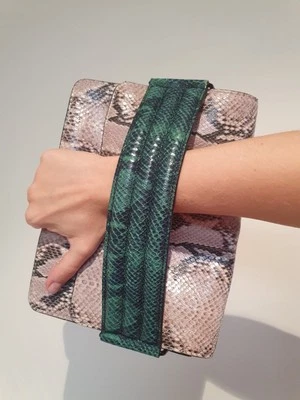 Country Road Python Leather Clutch Or Shoulder Bag Medium Size RP $300.00 - Image 1 of 4