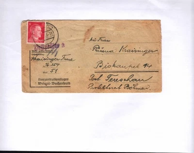 Kleiner Vordruck-Brief vom KZ Weimar-Buchenwald mit Zensur "Postprüfer 2" ____37 - Bild 1 von 2