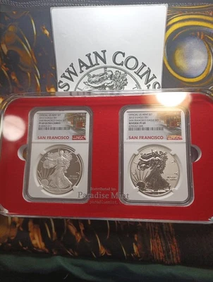 Juego de prueba y prueba inversa S 2012. Etiqueta de carro Silver Eagle PF69 Foto 1 de 3