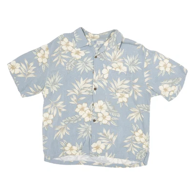HALFMOON BAY Mens Blue Floral Cotton Blend Shirt L Casual Hawaiian Style Summer - Image 1 of 4