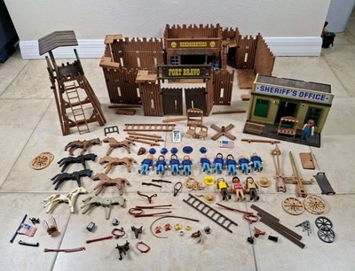 Vintage Lot 1980's Playmobil Fort Bravo Set 3773 Western & 3423 Sheriffs Office! - Image 1 of 4