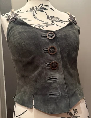 MEGA Trachten-Weste**Leder**Lederweste**Country Line**olive-schlamm**Gr. 38*neu - Bild 1 von 4