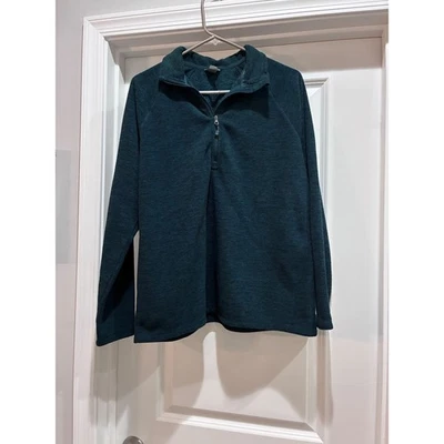 Eddie Bauer Women Forest Green Fleece Pullover Long Sleeve Quarter Zip Top Large - Image 1 of 4