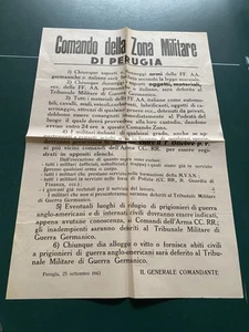 Ww2 Editto comando della zona militare di Perugia - Foto 1 di 8