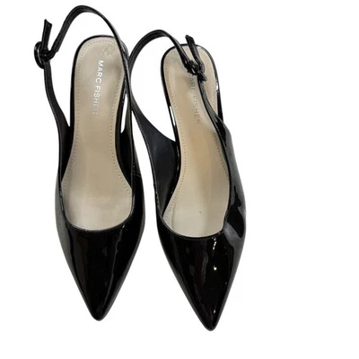 Marc Fisher Women's Black Patent Leather Slingback Kitten Heels Size 7.5M - Image 1 of 4