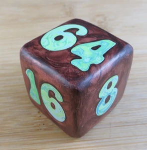 Jena's Handmade Backgammon Doubling Cube Brown Blue Green Swirl #'s OOAK #408 - Picture 1 of 11