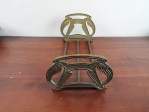 Antique 1910 Brass Art Nouveau Sliding Bookends Jugendstil Style Expanding Shelf - Picture 1 of 9