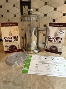 Crio Bru gebrühter Kakao französische Kaffeepresse 34 Unzen (8 Tassen) mit 2 neuen Beuteln Kakao - Bild 1 von 15