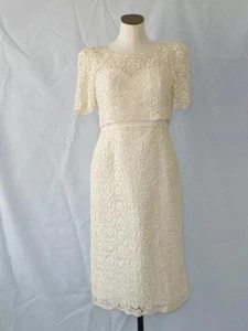 Alfred Angelo Design Ivory Button Back Guipure Lace Cocktail Bridal Dress~S $699 - Picture 1 of 12