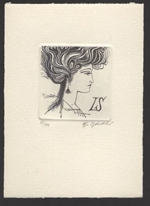 31)Nr.014,EXLIBRIS, Ex Libris,Bookplate, Olga Vychodilova, C3 - signiert - Imagen 1 de 1