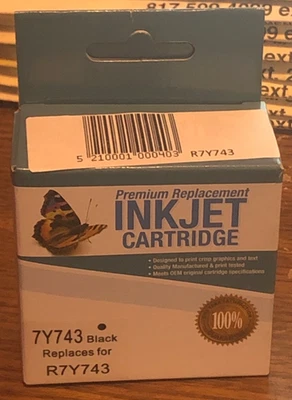 Premium Replacement INKJET Cartridge--BLACK--DELL 7Y743--Dell Printer  Cartridge - Image 1 of 2