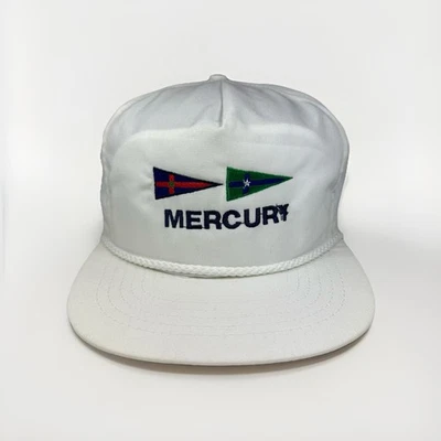 Gorra Mercury Vintage Marine Boat Motors Blanca Años 90 Snapback Gorra con Cuerda, Swingster Foto 1 de 4