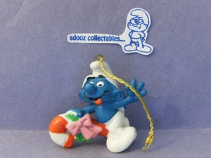SMURF -- Christmas Ornament -- Riding Candy Cane !!! - Picture 1 of 1