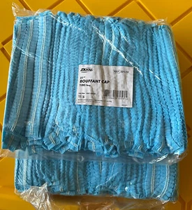 200 Disposable Bouffant Cap Hair Net Blue Head Cover Industrial / Medical / DIY - Picture 1 of 2