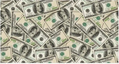 BTY David Textiles $100 Hundred Dollar Bills Cotton Fabric Digital By The Yard - Image 1 of 3