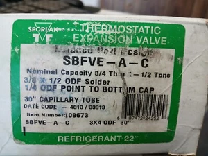 Sporlan Thermostatic Expansion Valve 108673 3/8 x 1/2 R22 30" - Picture 1 of 7