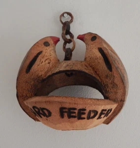 Bird Feeder Hanging Carved Coconut Lovebirds Garden Wildlife Eco Friendly - Picture 1 of 6