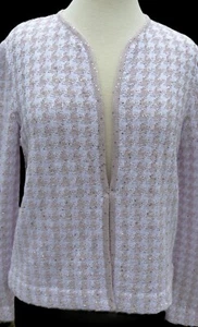 Amina Rubinacci Orvieto Gingham Boucle Knit Jacket Lilac Sparkle USA 10 EU 46 - Picture 1 of 17
