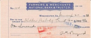 POLAR EXPLORER RICHARD BYRD OFICIAL NAVAL 1932 FIRMADO CHEQUE AUTÓGRAFO CERTIFICADO DE AUTENTICIDAD - Imagen 1 de 3