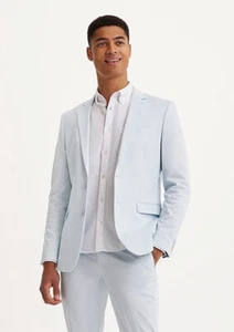 NEW EXPRESS $248 BLUE EXTRA SLIM COTTON BLEND HYPER STRETCH SUIT JACKET SZ 44S - Picture 1 of 7
