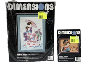 Lot/2 Dimensions NOS Crewel Kits Graceful Geishas 1373 Oriental Serenity 6166 - Bild 1 von 13