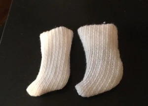 Fits 8-12” DOLL 1 Pair  WHITE STRETCH Cotton DOLL SOCKS Hand Sewn By Seniors - Picture 1 of 1