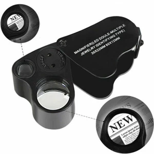 LED Licht Lupe 60 Fach Taschenlupe Juwelier Vergrösserung Arbeitslupe Leselupe - Bild 1 von 12