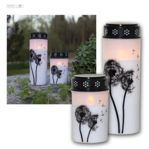 LED Grablaterne mit Timer & Motiv, Grablampe Grableuchte Kerze für Grab Batterie - Bild 1 von 8