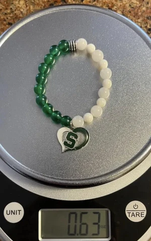 Michigan State Spartans Swirl Heart Charm Bracelet MSU Cover