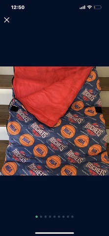 Vintage 1990’s Houston Rockets Basketball Sleeping Bag Blanket With Pillow RARE Cover