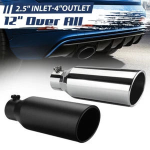 2.5'' Inlet 4'' Outlet 12'' L Diesel Tail Throat Exhaust Tip Stainless Steel - Picture 1 of 12