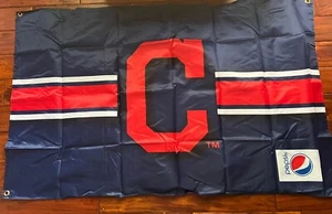 Cleveland Indian/Guardian 2-Sided Block C Vinyl Banner Flag MLB  36x59 Red Blue - Picture 1 of 4
