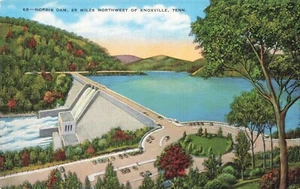 Knoxville TN Tennessee, Norris Dam vista de pájaro, postal vintage - Imagen 1 de 2