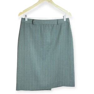 Women's A Line Business Skirt, Size AU 10, Grey, Blue and White Pinstripe - Picture 1 of 12