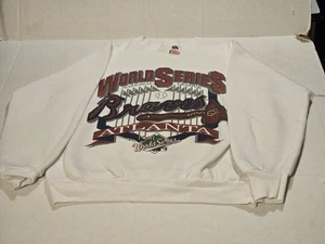VTG 1991 Atlanta Braves National League Champs Sweater Men’s SZ LargeGrey RARE - Picture 1 of 5
