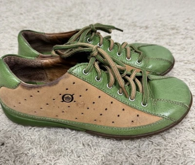 Zapatos para caminar Born Hawkeye de cuero con cordones para mujer verdes y tostados talla 7 únicos Foto 1 de 4