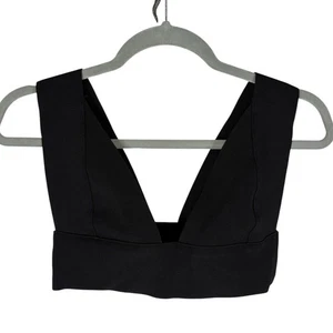 Top de bikini tejido Skims cuello profundo traje de baño playa resort ónix negro talla S - Imagen 1 de 5