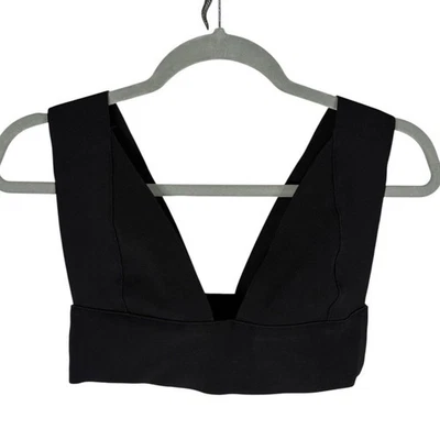 Top de bikini tejido Skims cuello profundo traje de baño playa resort ónix negro talla S Foto 1 de 4