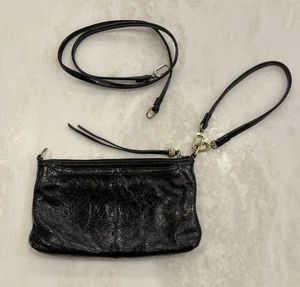 Borsa a tracolla da polso in pelle nera marca Hobo portafoglio borsetta porta carte - Foto 1 di 23