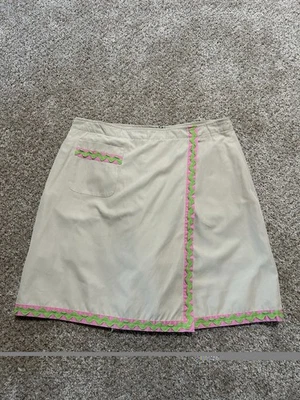 Винтажные женские шорты Lilly Pulitzer 8 бежевые розовые зеленые для гольфа тенниса опрятные - Изображение 1 из 4